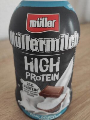 Milchmischzeugnis mit Kokosnuss-Schokoladengeschmack, wärmebehandelt. 1.5 %Fett im Milchnateil, mit Süßungsmitteln.