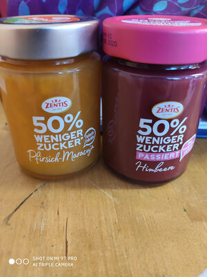 Zentis 50% weniger Zucker front packaging