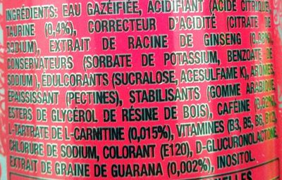 Monster energy ultra red ingredients label