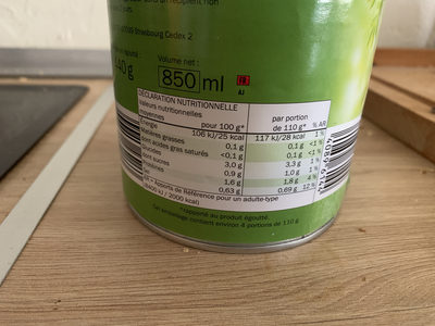 Haricots beurre très fin nutrition facts table