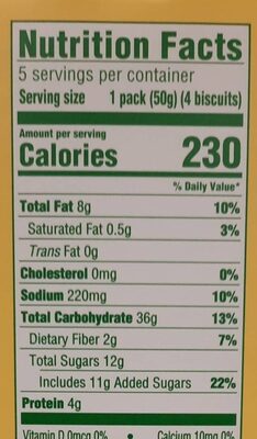 Blueberry biscuit nutrition facts table