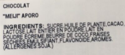 Chocolats Apollo goût fraise ingredients label
