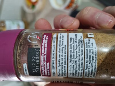 Schwartz Fajita 46G Jar ingredients label