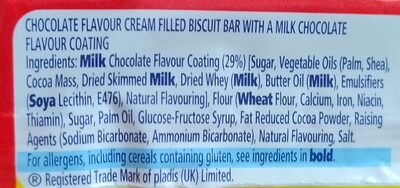 Penguin Biscuit Bar ingredients label