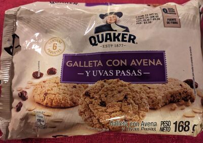 Galleta con avena y uvas pasas