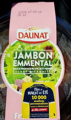 Jambon emmental sauce fromage blanc aux herbes salade et crudité