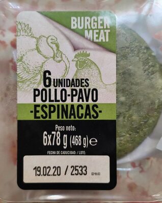 Burger meat de pollo y pavo con espinacas