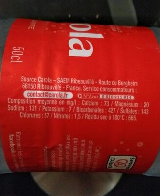 Carola pétillante nutrition facts table