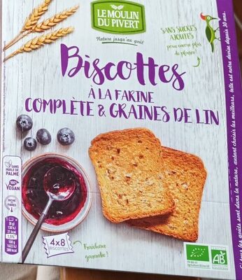 Biscottes à la farine complète et graines de lin