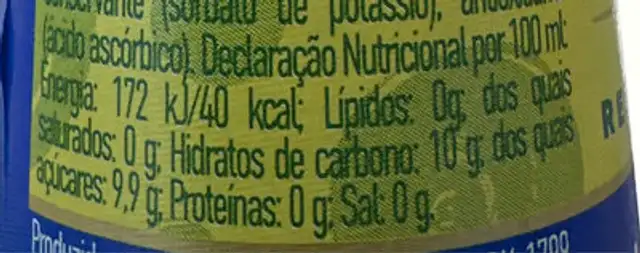 Pear Classic Refreshing Cider 0,0% Vol. nutrition facts table