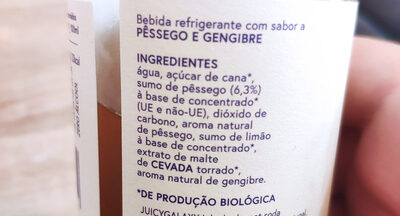 ORGANIC FRUIT SODA peach + ginger ingredients label