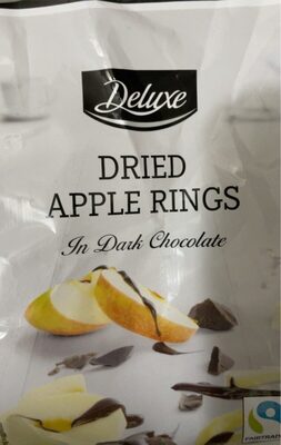 Mela disidratata ricoperta di cioccolato fondente front packaging