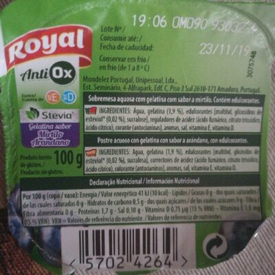 Gelatina Antiox sabor arándanos