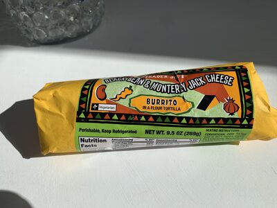 Black bean and Monterey Jack cheese burrito