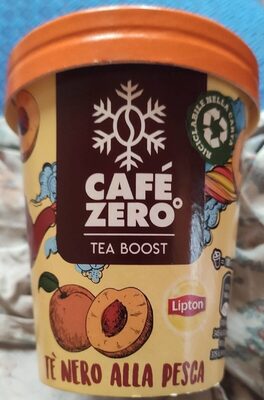 Tè nero alla pesca café zero° front packaging