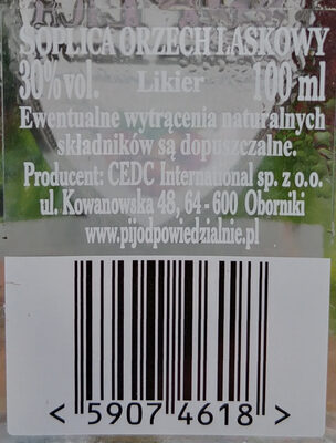 Soplica ingredients label