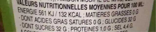 Sauce pimentee pour fruitr de mer nutrition facts table