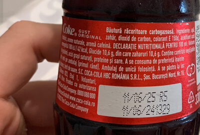 Coca Cola ingredients label