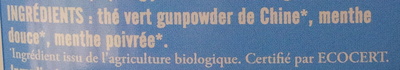 Thé Vert à la Menthe ingredients label