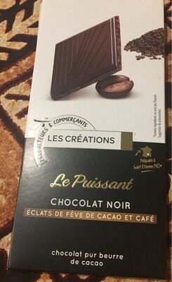 Chocolat noir éclats de fève de cacao et café