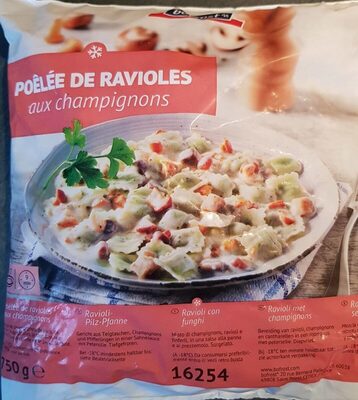 Poêlée de ravioles aux champignons