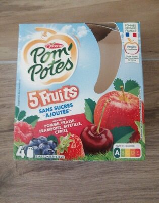 Pom'potes 5 fruits sans sucre ajoutés front packaging