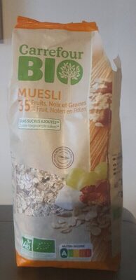 Muesli 35% noix et graines front packaging