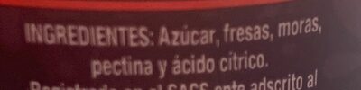 Mermelada de fresa y mora ingredients label
