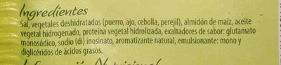 Sabor en polvo - puerro ingredients label
