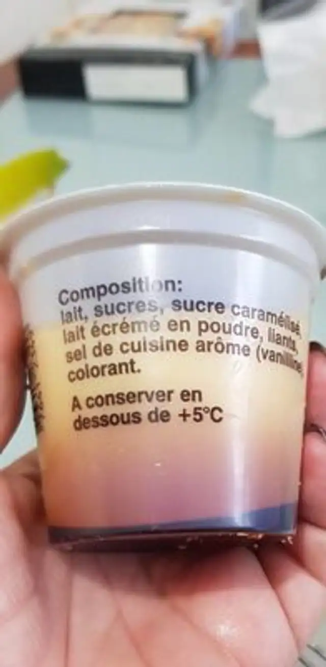 Dessert lacté caramel nutrition facts table