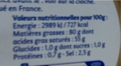 La motte nutrition facts table