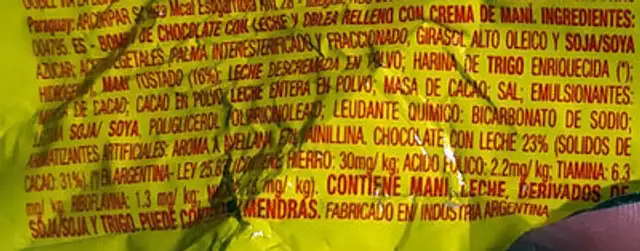 bon o bon Suerte ingredients label