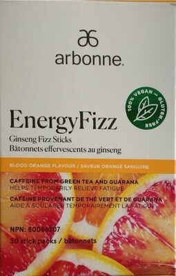 EnergyFizz Ginseng Fizz Sticks Blood Orange Flavor / Bâtonnets effervescents au ginseng saveur orange sanguine