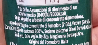 Il mio sugo lampo - Pomodoro e verdure ingredients label