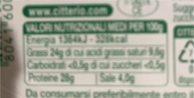 Salame gentile nutrition facts table
