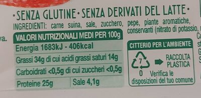 Sofficette nutrition facts table