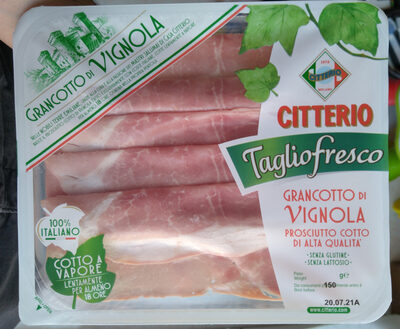Fresh cut grancotto di vignola cooked ham of vignola