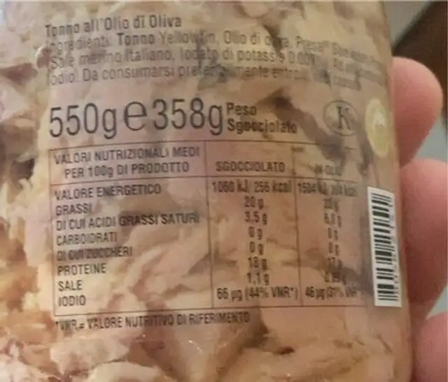 Trancetti di Tonno nutrition facts table