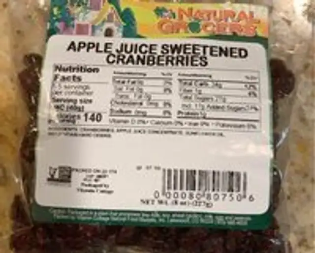 Apple Juice Sweetened Cranberries Non-GMO
