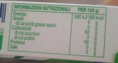 Vigorsol Easy con estratto di stevia nutrition facts table