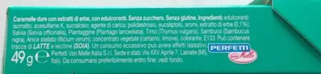 Golia alle erbe eucaliptolo ingredients label