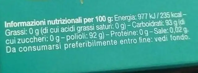 Golia alle erbe eucaliptolo nutrition facts table