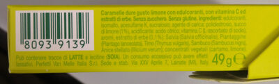 Golia Herbs Limone Con Vitamina C Senza Zucchero Senza Glutine ingredients label