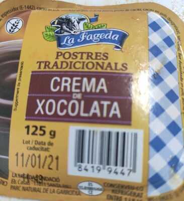 Crema de chocolate front packaging