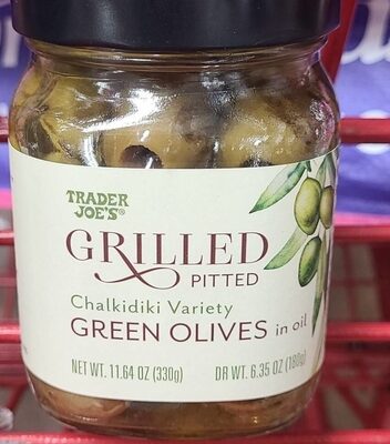 Grilled green olives
