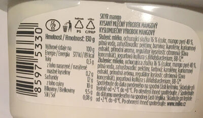 Můj Skyr mango ingredients label