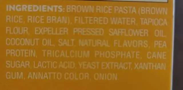 dayia deluxe mac & cheese ingredients label