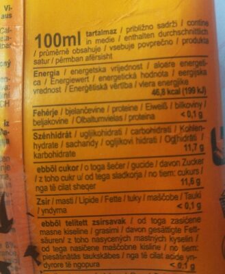 Zumo naranja nutrition facts table