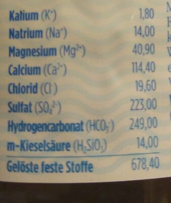 L'eau gazeuse Vöslauer mild 1L nutrition facts table