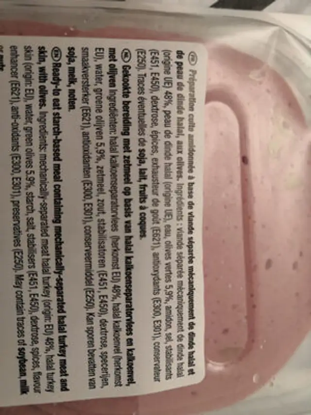 Mortadelle olives 10 tranches ingredients label